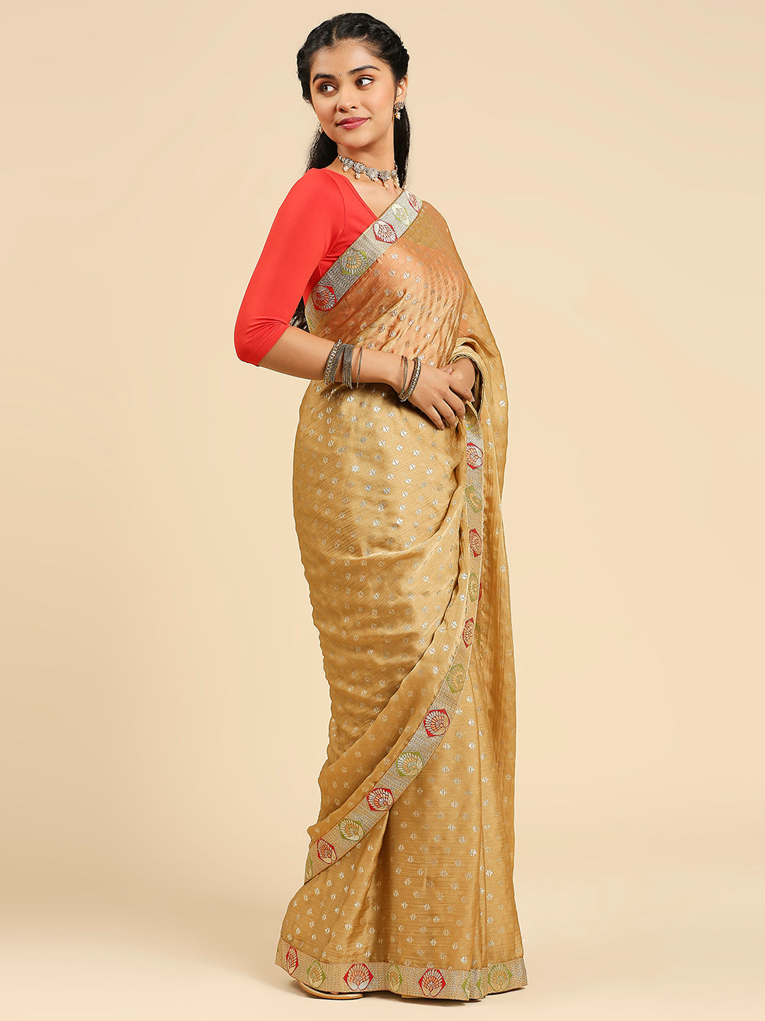 Laxmipati 7794 Satin Chiffon Chikoo Sarees