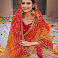 Laxmipati Chiffon Multicolor Bandhani Printed Saree