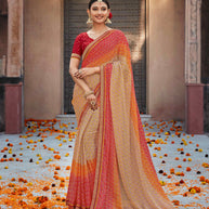 Laxmipati Chiffon Multicolor Bandhani Printed Saree
