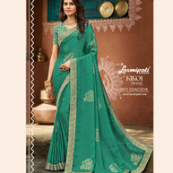 KIKOI 7971 Silk Chiffon Dusty Green Saree