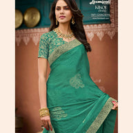 KIKOI 7971 Silk Chiffon Dusty Green Saree