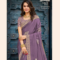 KIKOI 7972 Silk Chiffon Wine Saree