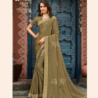 KIKOI 7973 Silk Chiffon Olive Saree
