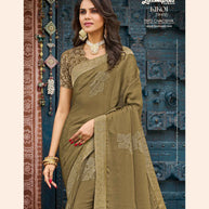 KIKOI 7973 Silk Chiffon Olive Saree
