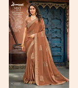 KIKOI 7974 Silk Chiffon Mustard Saree