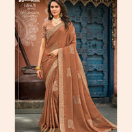 KIKOI 7974 Silk Chiffon Mustard Saree