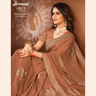 KIKOI 7974 Silk Chiffon Mustard Saree