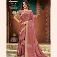 KIKOI 7976 Silk Chiffon Rust Saree