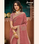 KIKOI 7976 Silk Chiffon Rust Saree