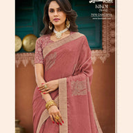 KIKOI 7976 Silk Chiffon Rust Saree