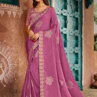 KIKOI 7978 Silk Chiffon Gajari Saree