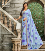 Laxmipati RAGMALA 7981 Sparkle Chiffon Light Grey  Saree