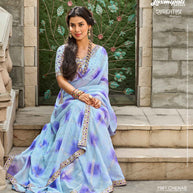 Laxmipati RAGMALA 7981 Sparkle Chiffon Light Grey  Saree