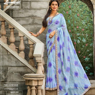 Laxmipati RAGMALA 7981 Sparkle Chiffon Light Grey  Saree