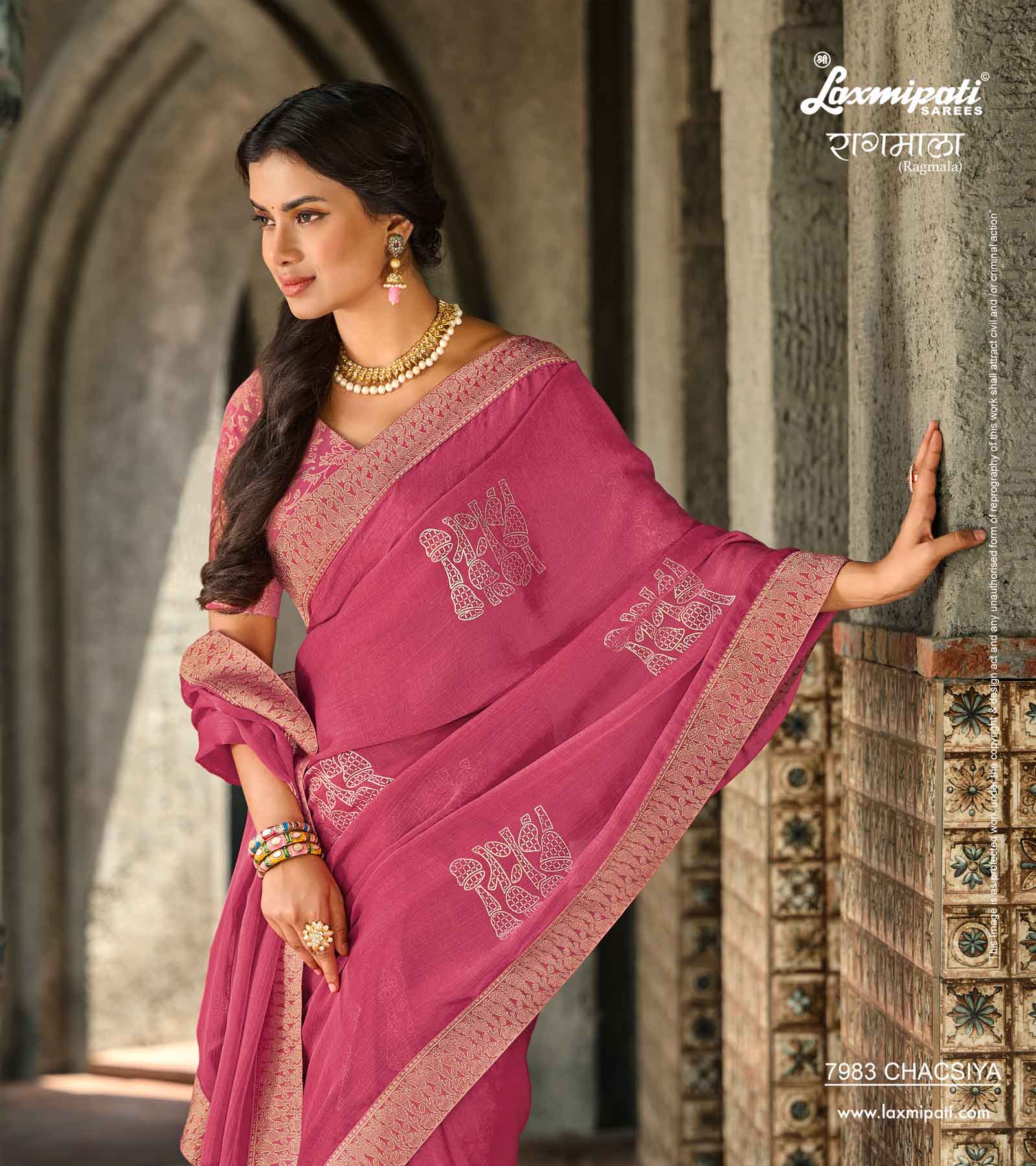 Laxmipati RAGMALA 7983 Chiffon Gajari Saree