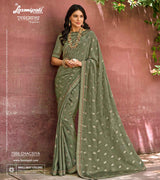 Laxmipati RAGMALA 7986 Silk Chiffon Olive Green Saree