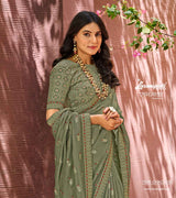 Laxmipati RAGMALA 7986 Silk Chiffon Olive Green Saree