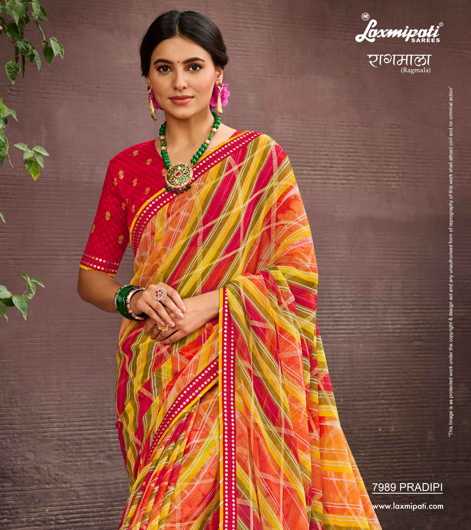 Laxmipati RAGMALA 7989 Chiffon Checks Multicolor Saree