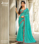 Laxmipati RAGMALA 7990 Chiffon Light Blue Saree