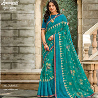 Laxmipati RAGMALA 7993 Chiffon Firozi Saree