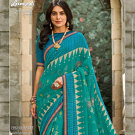 Laxmipati RAGMALA 7993 Chiffon Firozi Saree