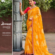 Laxmipati RAGMALA 7995 Chiffon Checks Gold Saree