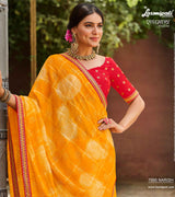 Laxmipati RAGMALA 7995 Chiffon Checks Gold Saree