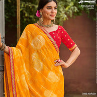 Laxmipati RAGMALA 7995 Chiffon Checks Gold Saree