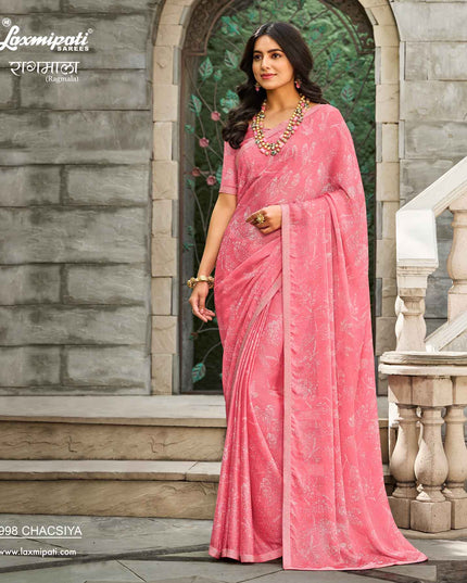 Laxmipati RAGMALA 7998 Silk Chiffon Baby Pink Saree