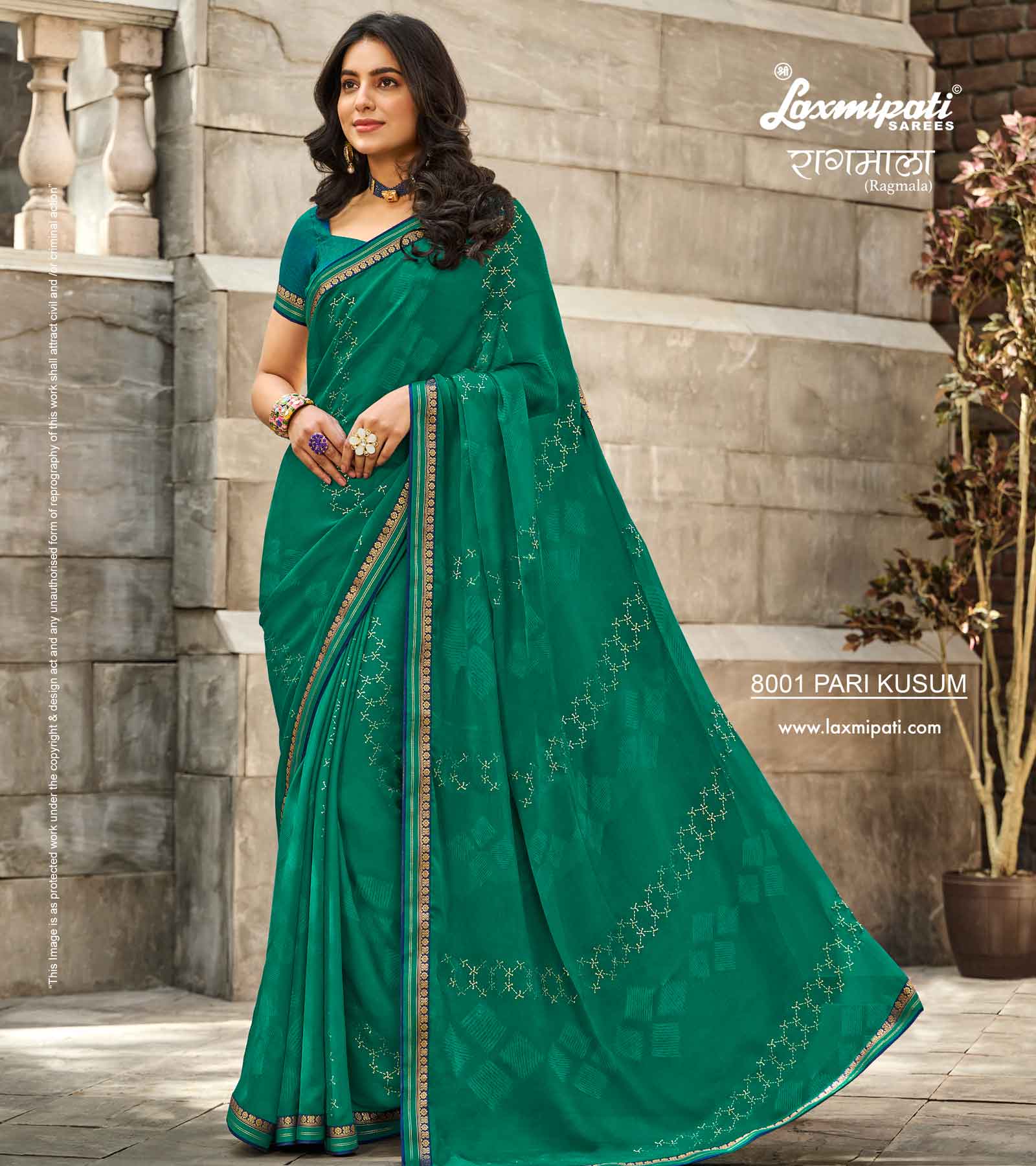 Laxmipati RAGMALA 8001 Georgette Dark Rama Saree