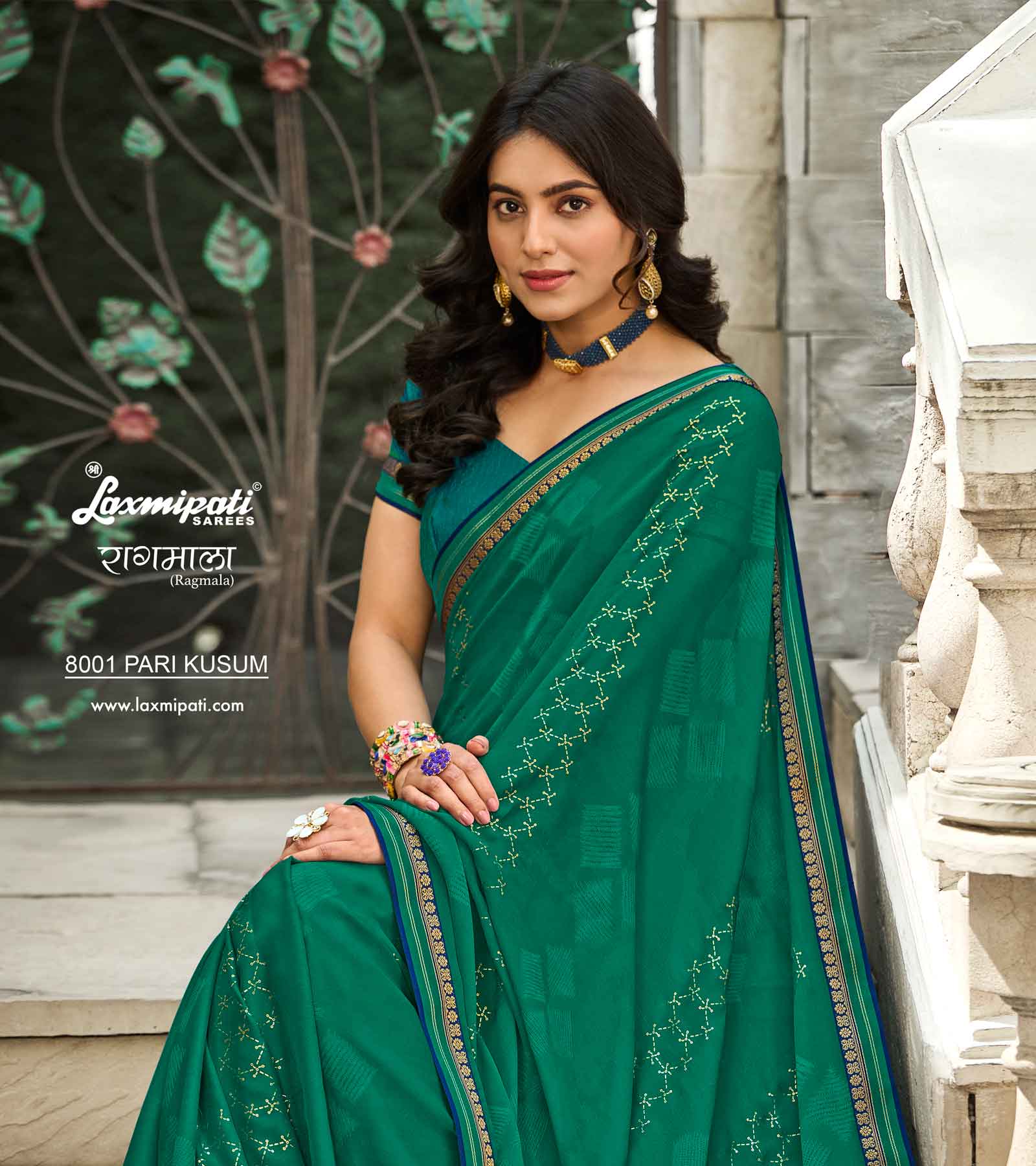 Laxmipati RAGMALA 8001 Georgette Dark Rama Saree