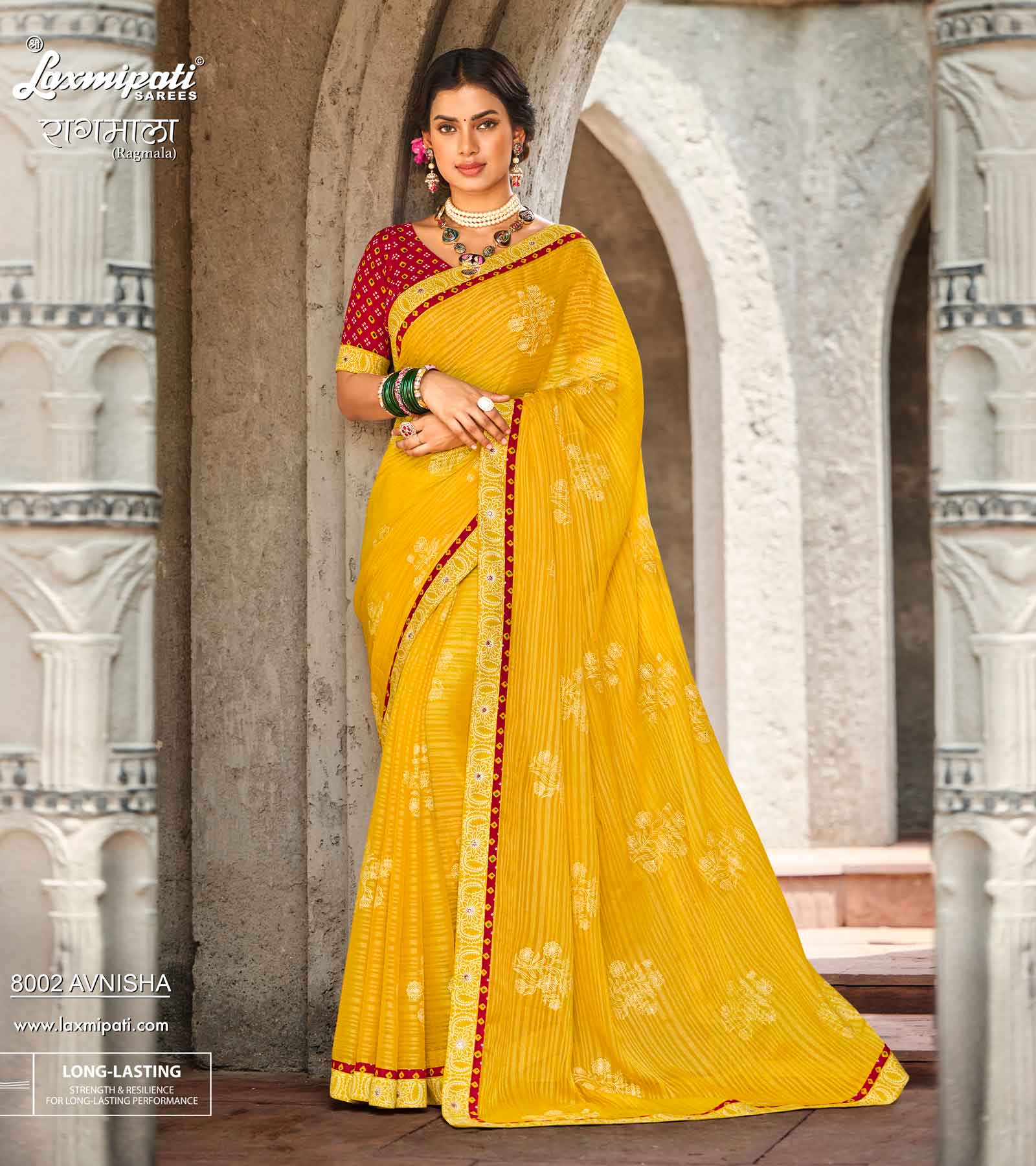 Laxmipati RAGMALA 8002 Brasso Mustard Saree