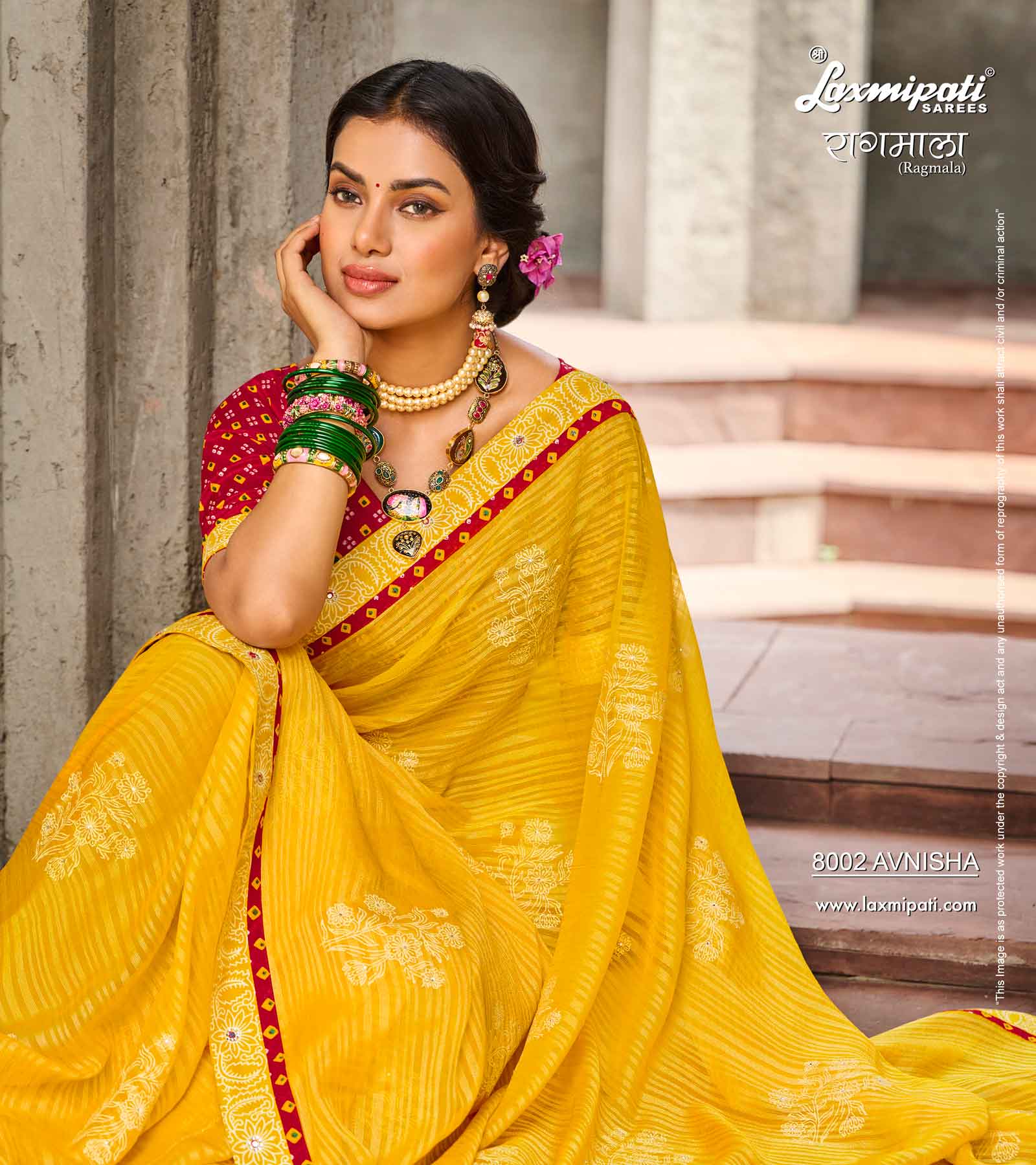 Laxmipati RAGMALA 8002 Brasso Mustard Saree