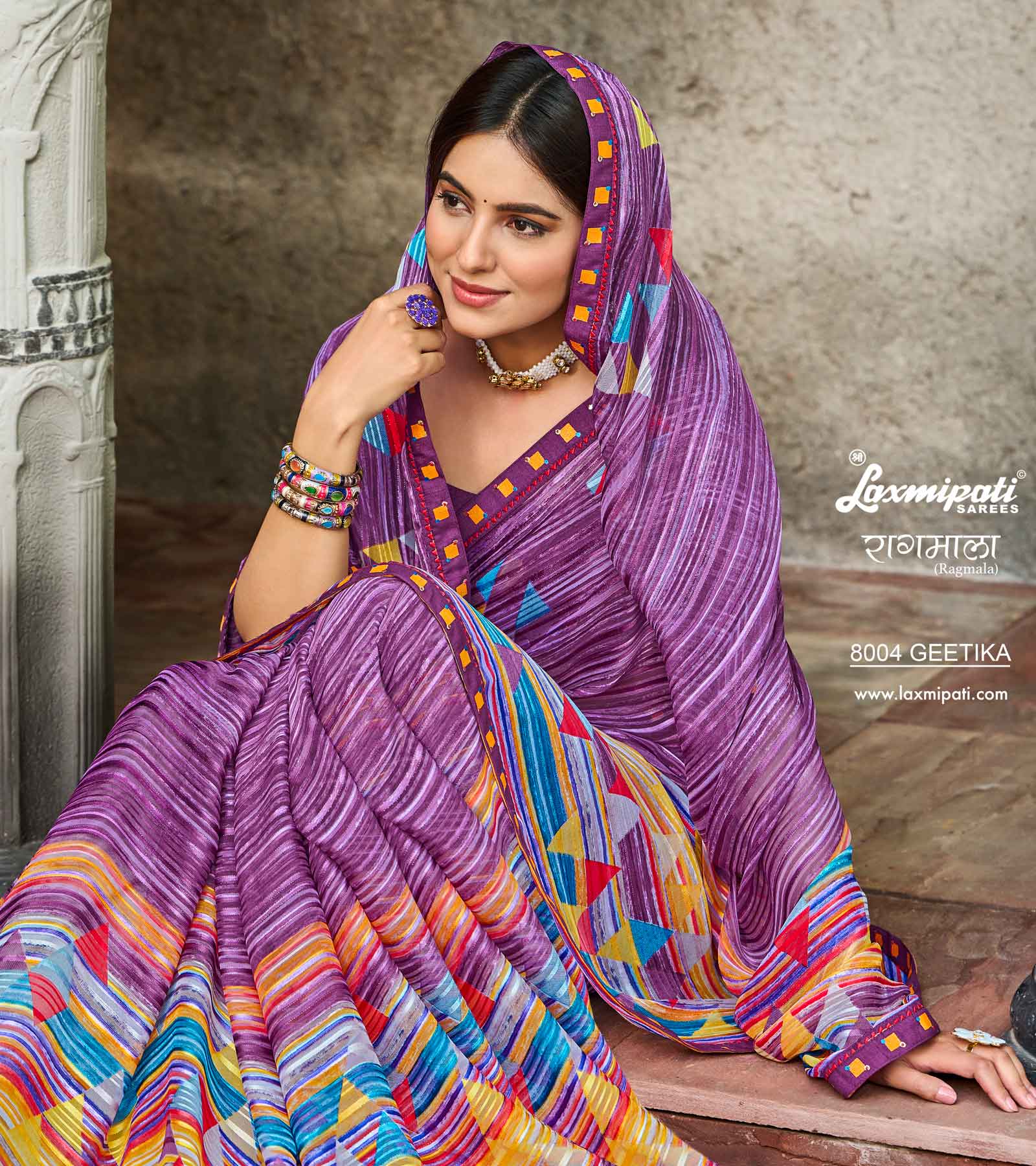 Laxmipati RAGMALA 8004 Georgette with Satin Patta Multicolor Saree