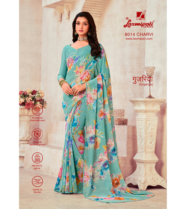 Laxmipati Gujariya 8014 Georgette Multicolor Saree