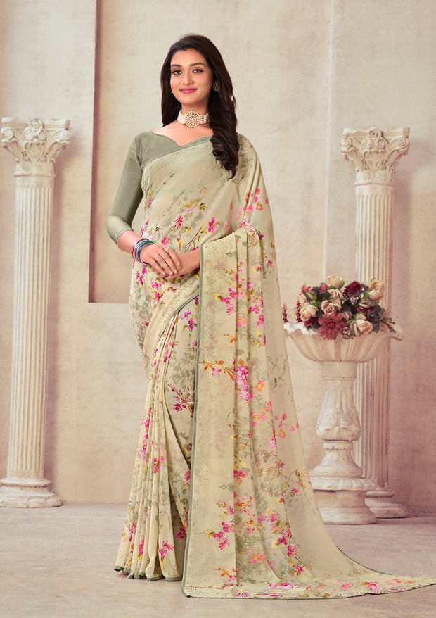 Laxmipati Gujariya 8016 Georgette Multicolor Saree