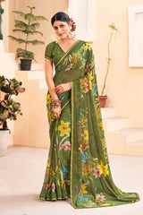 Laxmipati Rachna 8027 Georgette Green Saree