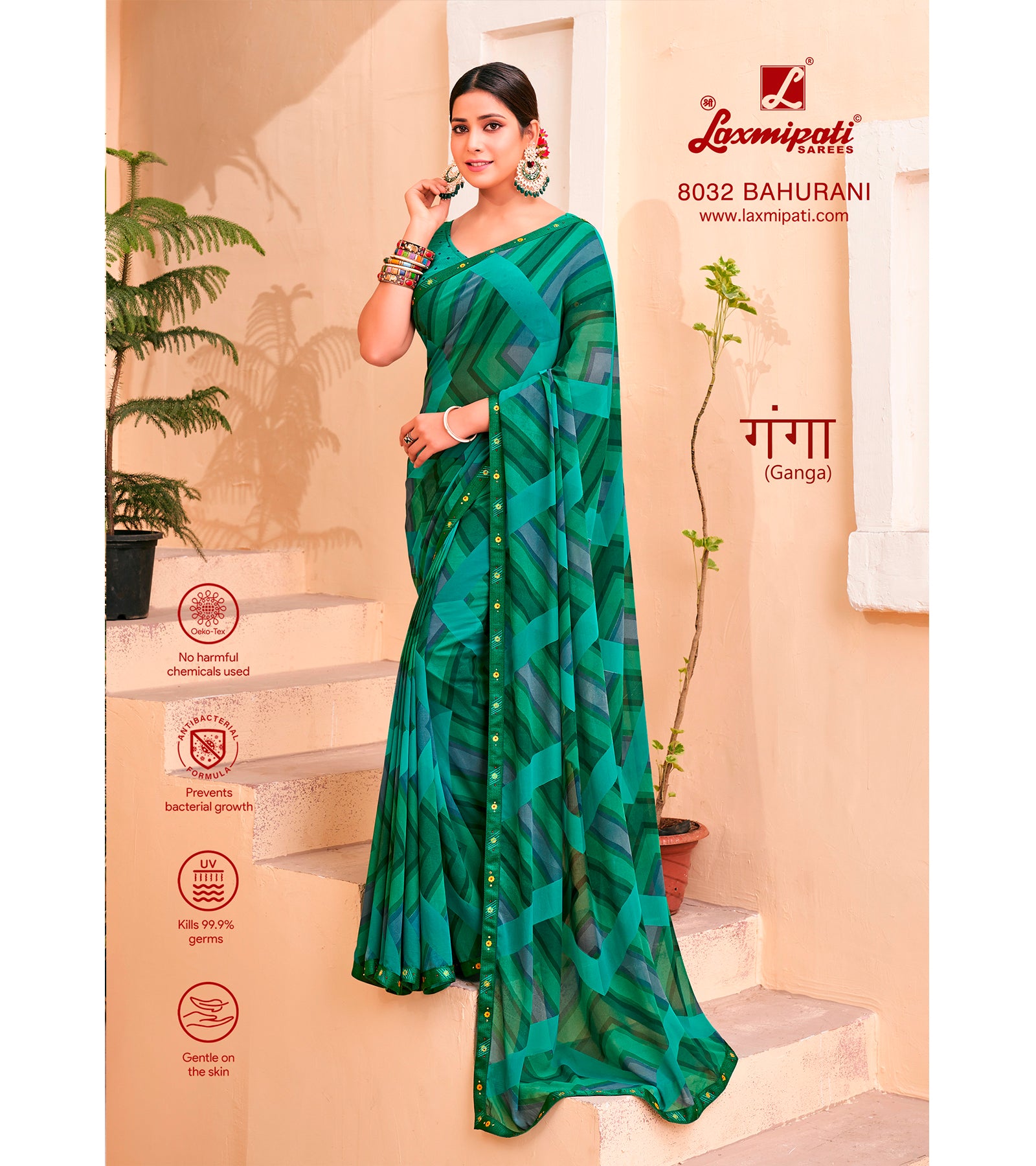 Laxmipati Ganga 8032 Georgette Multicolor Saree