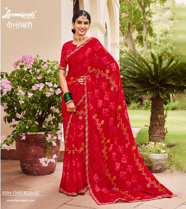 Laxmipati PITAMBARI 8084 Georgette Red Saree