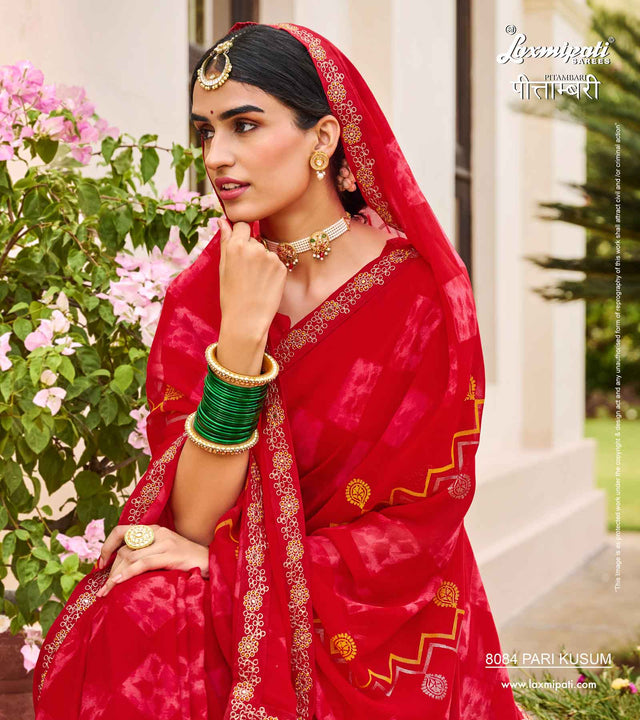 Laxmipati PITAMBARI 8084 Georgette Red Saree