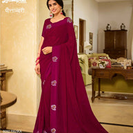 Laxmipati PITAMBARI 8092 Georgette with Satin Patta Maroon Saree