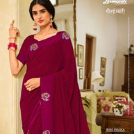 Laxmipati PITAMBARI 8092 Georgette with Satin Patta Maroon Saree