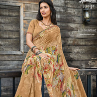 Laxmipati Amchoor 8125 Georgette pattern Chikoo Saree