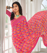 Laxmipati Amchoor 8131 Georgette Satin Border Tomato Saree