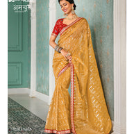 Laxmipati Amchoor 8132 Tissue Organza Mustard Saree