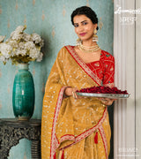 Laxmipati Amchoor 8132 Tissue Organza Mustard Saree