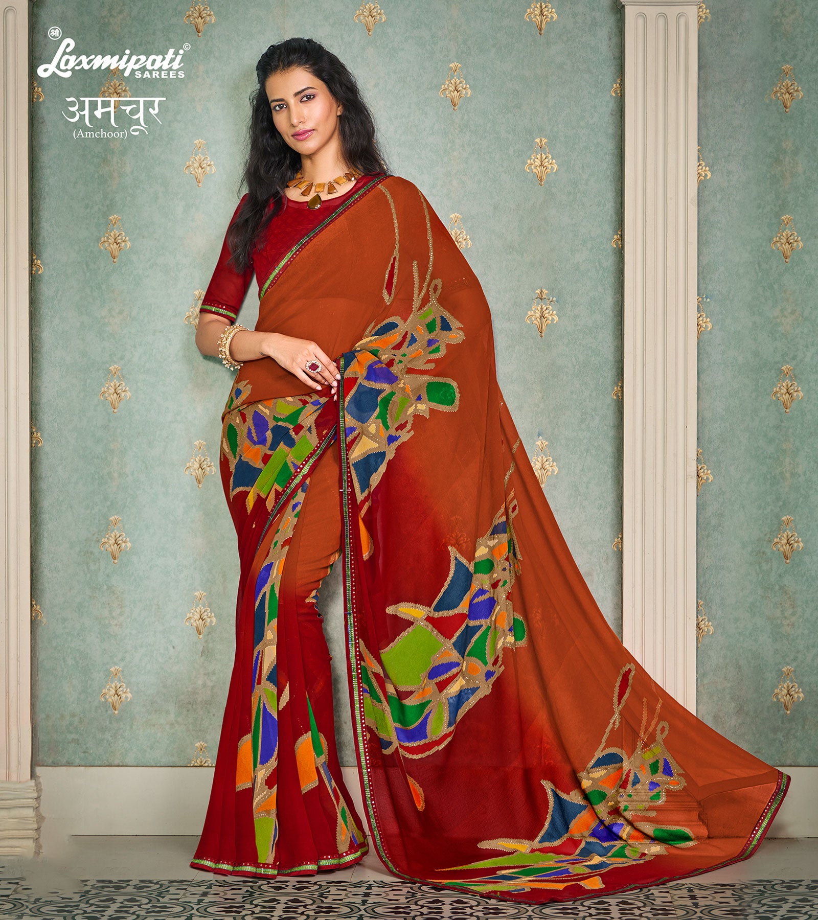 Laxmipati Amchoor 8135 Georgette Multicolor Saree