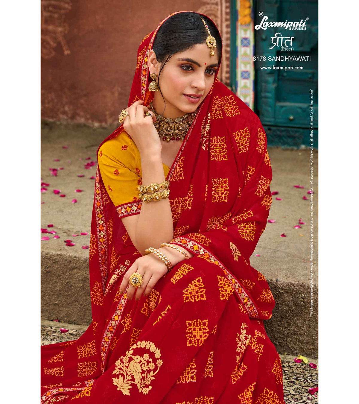 Laxmipati Preet 8178 Chiffon Georgette Red Saree
