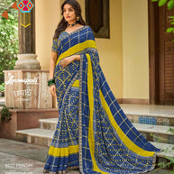 Laxmipati Chapaai 8222 Chiffon Checks Multicolor Saree