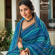 Laxmipati Chapaai 8241 Chiffon Royal Blue Saree